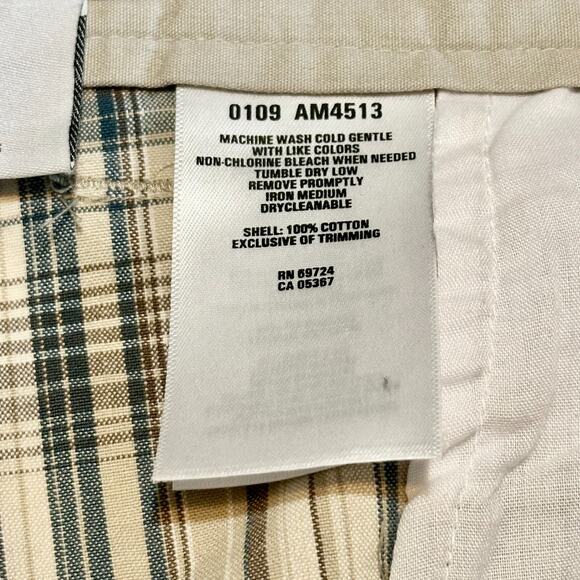 Vintage Columbia Chino Shorts Size 40 Brown Tan Blue Plaid Cotton 10" Inseam - Picture 8 of 8